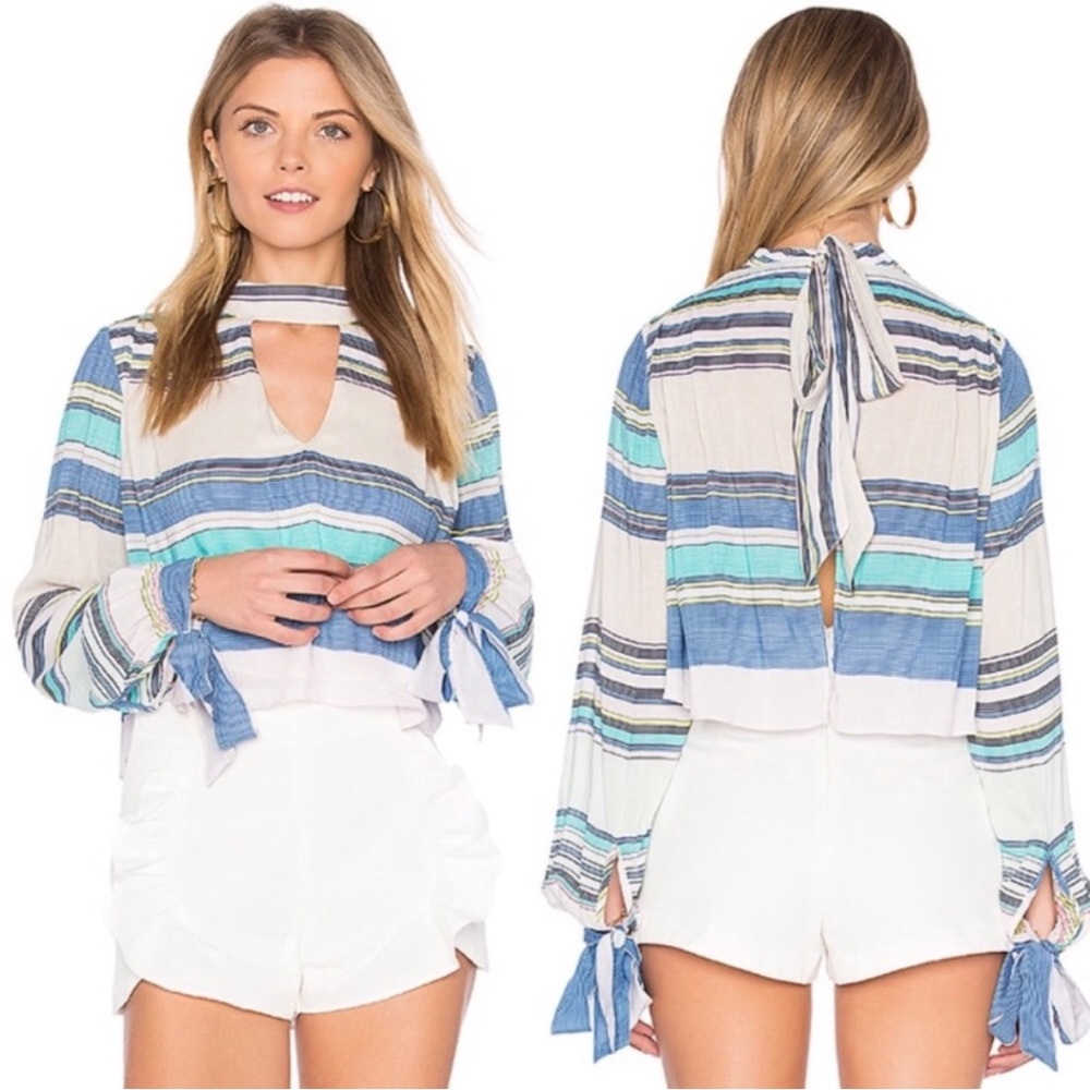 NWT Wildfox Nautical Striped Open Back Knit Top with Ties